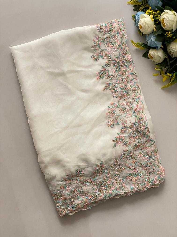 Ynf Organic Silk RIN134 RIYA Silk Sarees Wedding Collections Festive Collections Wholesale Designer Silk Sarees Embroidered Silk Sarees White Silk Sarees Manufacturer- Kapda Export