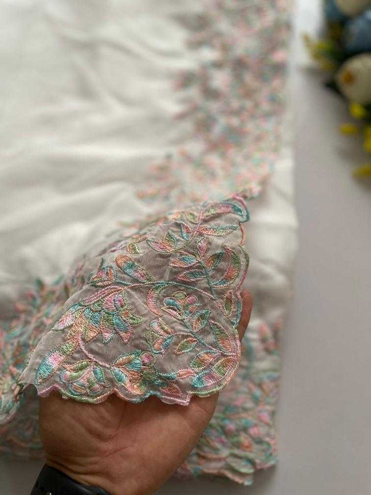 Ynf Organic Silk RIN134 RIYA Silk Sarees Wedding Collections Festive Collections Wholesale Designer Silk Sarees Embroidered Silk Sarees White Silk Sarees Manufacturer- Kapda Export