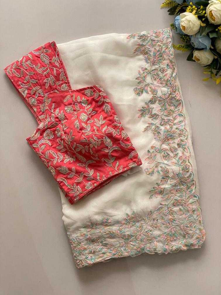 Ynf Organic Silk RIN134 RIYA Silk Sarees Wedding Collections Festive Collections Wholesale Designer Silk Sarees Embroidered Silk Sarees White Silk Sarees Manufacturer- Kapda Export