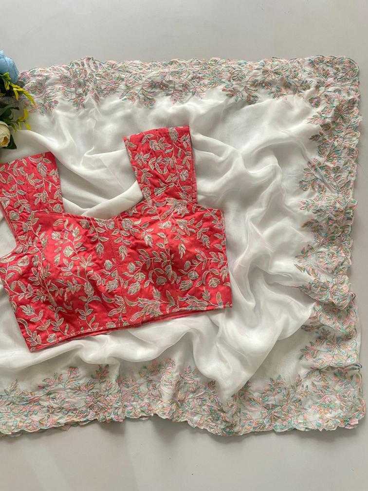 Ynf Organic Silk RIN134 RIYA Silk Sarees Wedding Collections Festive Collections Wholesale Designer Silk Sarees Embroidered Silk Sarees White Silk Sarees Manufacturer- Kapda Export