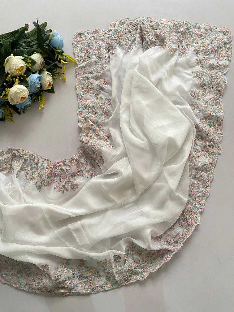 Ynf Organic Silk RIN134 RIYA Silk Sarees Wedding Collections Festive Collections Wholesale Designer Silk Sarees Embroidered Silk Sarees White Silk Sarees Manufacturer- Kapda Export