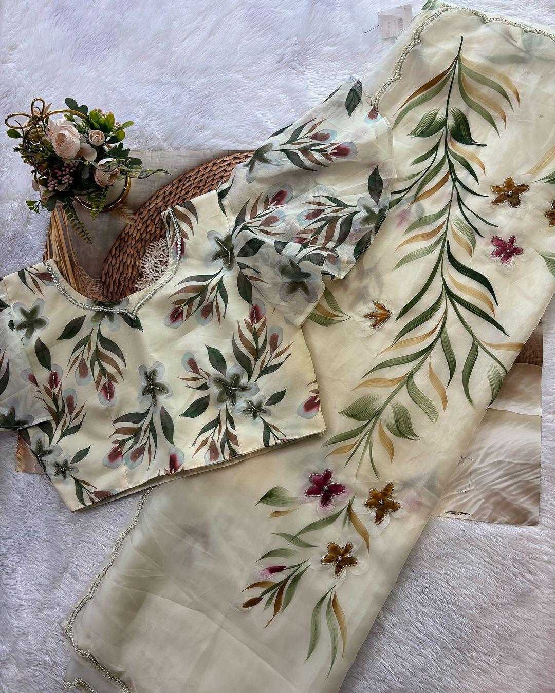 Ynf Organza RIN164 cut dena Sarees Wedding Collections Festive Collections Wholesale Designer Sarees Organza Sarees Hand Printed Saree Manufacturer- Kapda Export