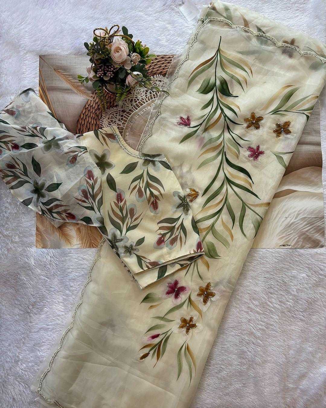 Ynf Organza RIN164 cut dena Sarees Wedding Collections Festive Collections Wholesale Designer Sarees Organza Sarees Hand Printed Saree Manufacturer- Kapda Export