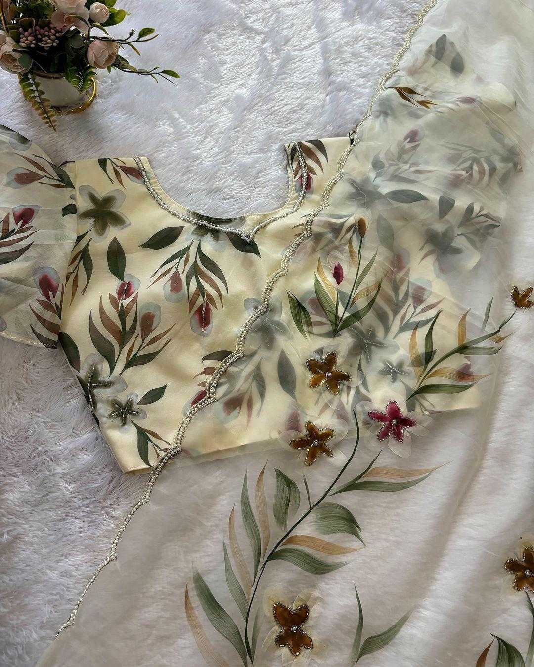 Ynf Organza RIN164 cut dena Sarees Wedding Collections Festive Collections Wholesale Designer Sarees Organza Sarees Hand Printed Saree Manufacturer- Kapda Export