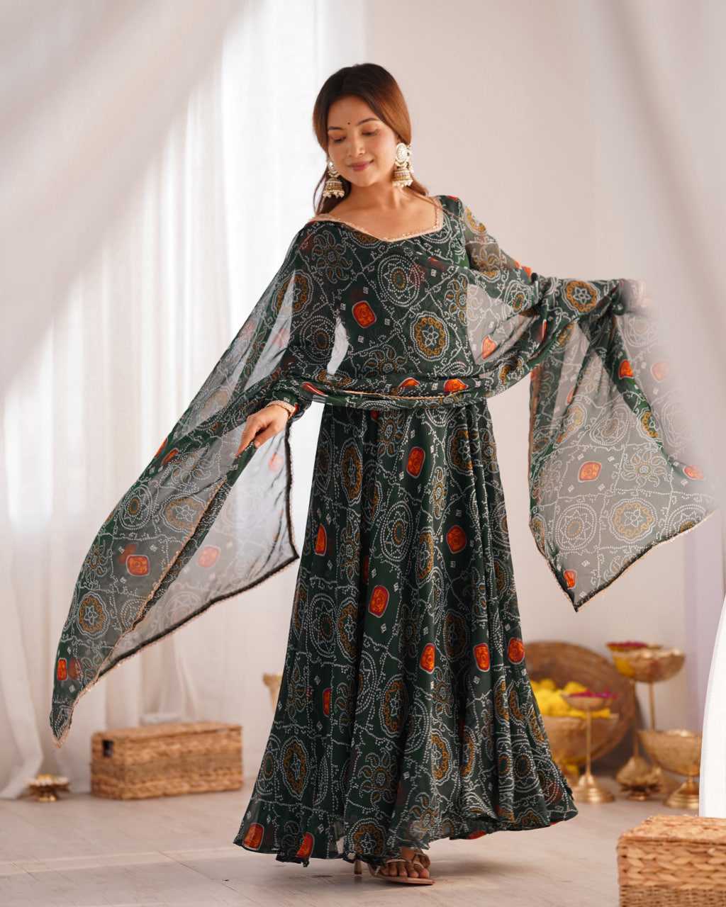 Ynf Pure Chiffon KESH504 48 Gowns Wedding Collections Festive Collections Wholesale Anarkali Gown Chiffon Gowns Lightweight Gowns Manufacturer- Kapda Export