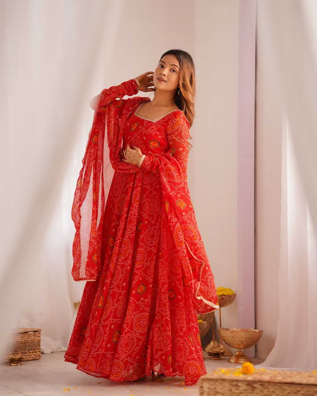 Ynf Pure Chiffon KESH504 48 Gowns Wedding Collections Festive Collections Wholesale Anarkali Gown Chiffon Gowns Lightweight Gowns Manufacturer- Kapda Export