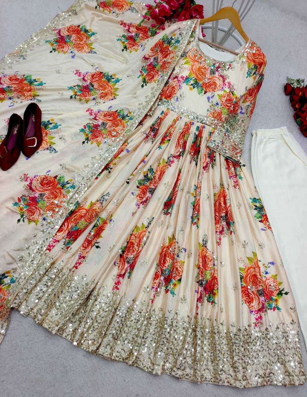 Ynf Satin Silk KESH506 8018 Gowns Wedding Collections Festive Collections Wholesale Printed Gowns Embroidery Gowns Satin Gowns Manufacturer- Kapda Export