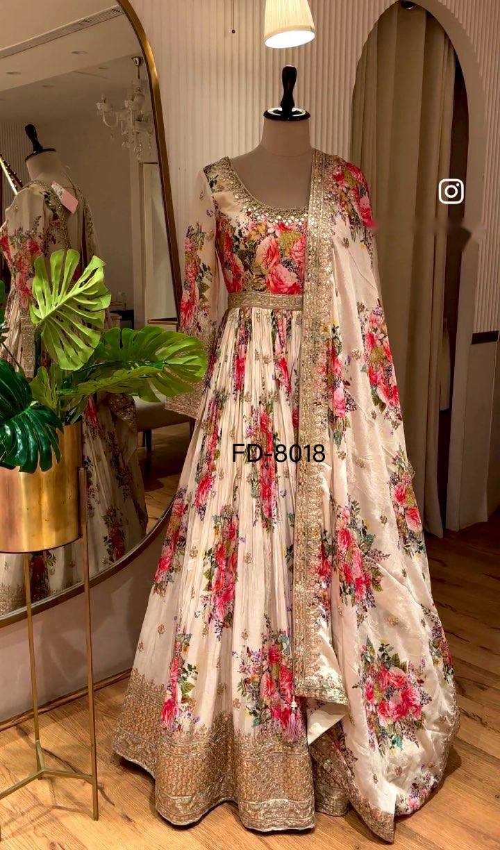 Ynf Satin Silk KESH506 8018 Gowns Wedding Collections Festive Collections Wholesale Printed Gowns Embroidery Gowns Satin Gowns Manufacturer- Kapda Export