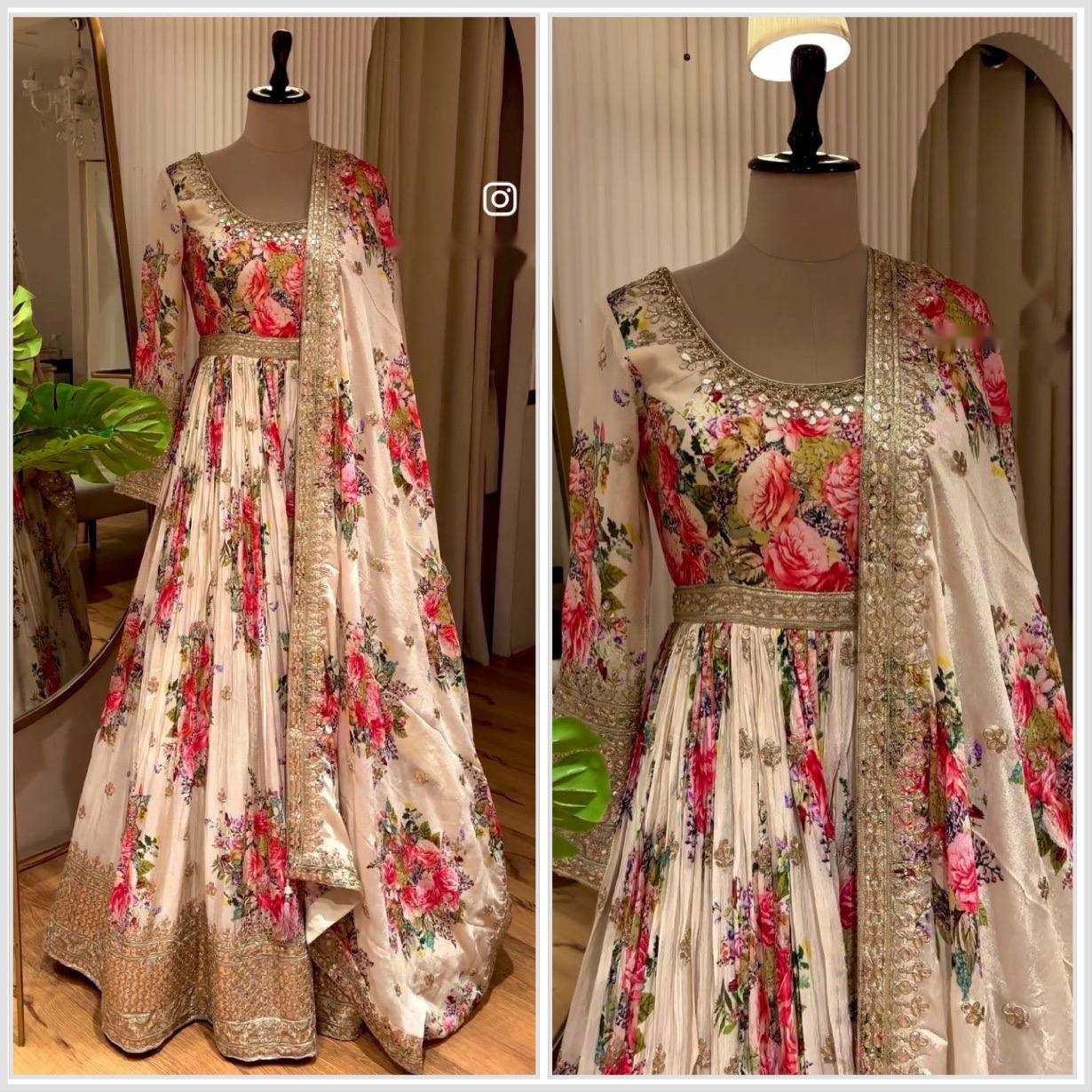 Ynf Satin Silk KESH506 8018 Gowns Wedding Collections Festive Collections Wholesale Printed Gowns Embroidery Gowns Satin Gowns Manufacturer- Kapda Export