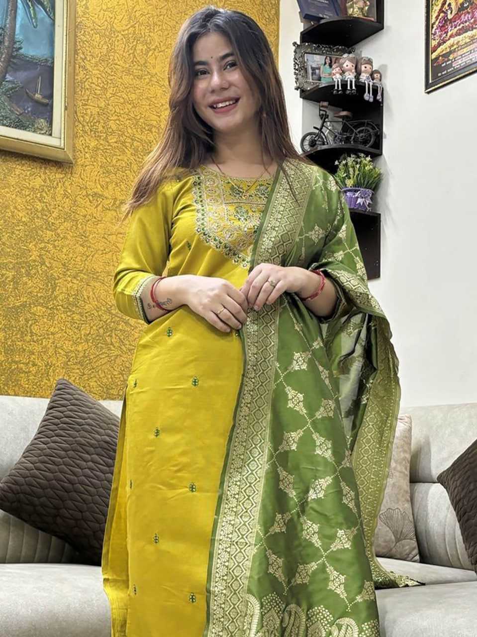 Ynf Silk KESH334 PATOLA Suits & Dresses Wholesale Party wear suits Wedding guest dresses Yellow Salwar Suit Manufacturer- Kapda Export