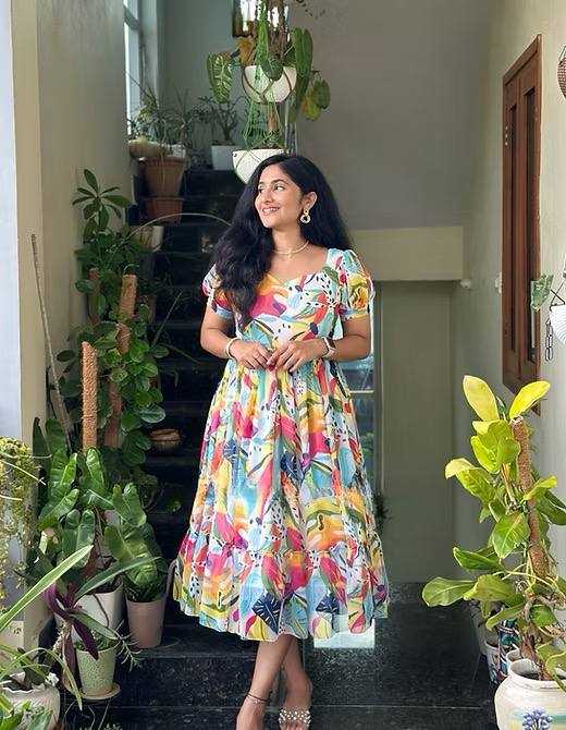 Ynf Soft Cotton RIN218 1070 Gowns Wedding Collections Festive Collections Wholesale Printed Gowns Party Gowns Indo-Western Gowns Manufacturer- Kapda Export