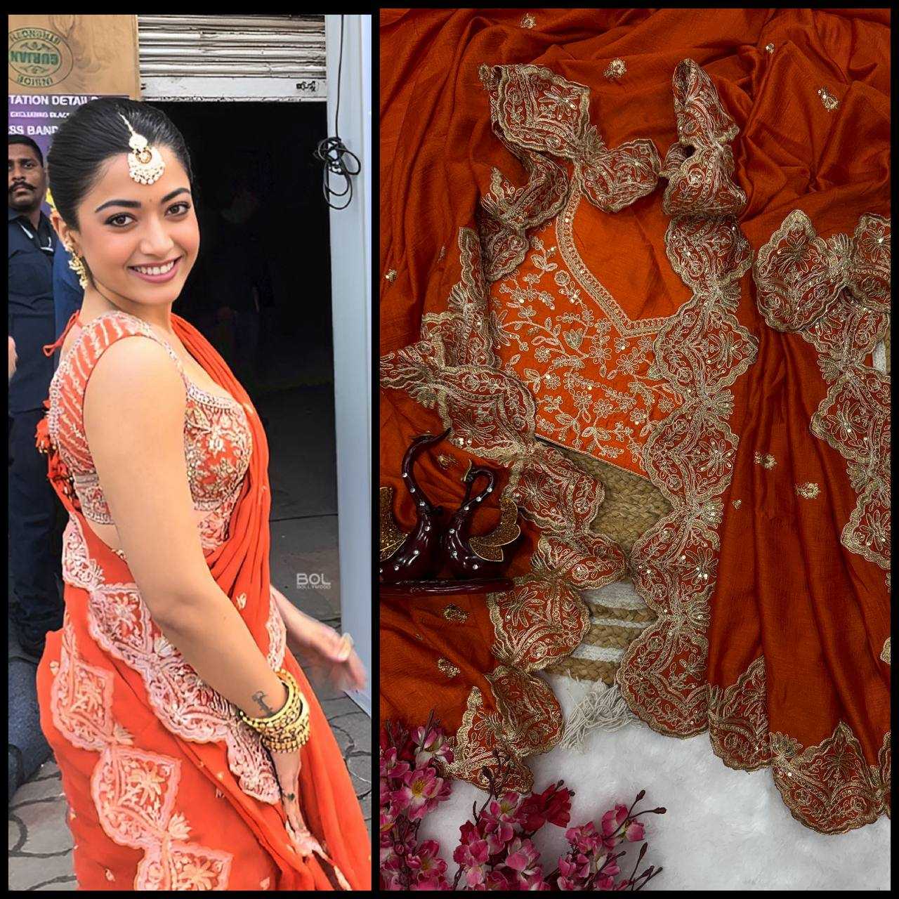 Ynf Vichitra Silk RIN151 5455 Bollywood Collections Wholesale Rashmika Mandanna Sarees Manufacturer- Kapda Export