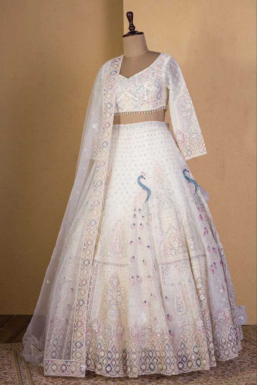 Ynf Butterfly Net KESH508 1064 Lehengas Wholesale Designer Lehenga Wedding Lehenga White Lehenga Manufacturer- Kapda Export