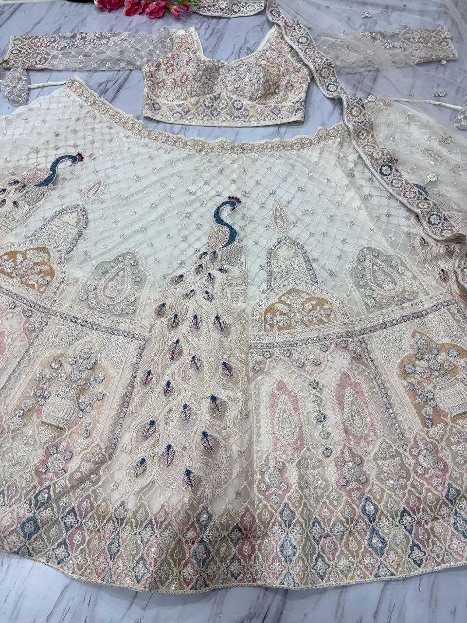 Ynf Butterfly Net KESH508 1064 Lehengas Wholesale Designer Lehenga Wedding Lehenga White Lehenga Manufacturer- Kapda Export