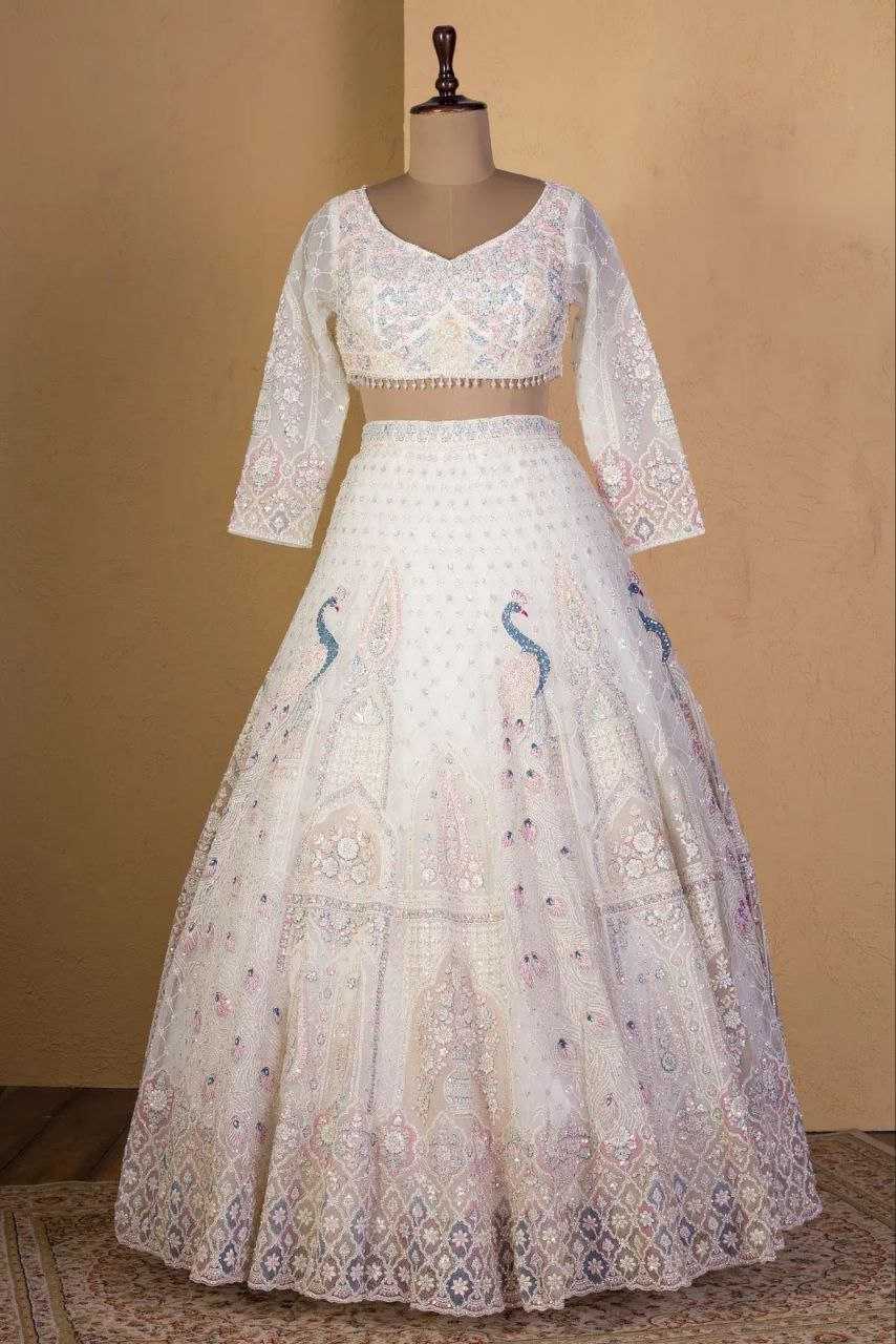 Ynf Butterfly Net KESH508 1064 Lehengas Wholesale Designer Lehenga Wedding Lehenga White Lehenga Manufacturer- Kapda Export