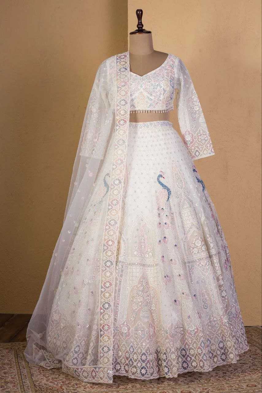 Ynf Butterfly Net KESH508 1064 Lehengas Wholesale Designer Lehenga Wedding Lehenga White Lehenga Manufacturer- Kapda Export