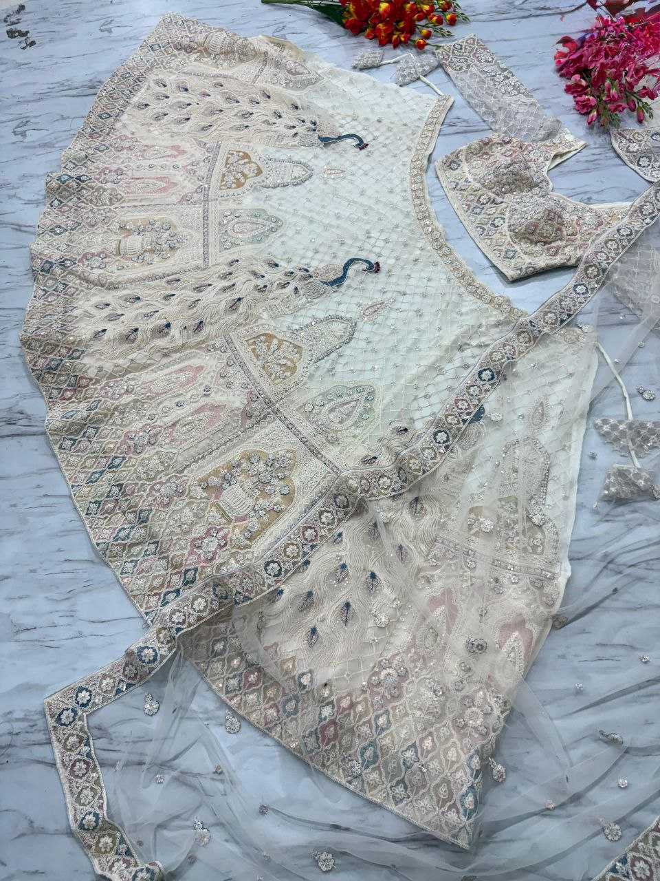 Ynf Butterfly Net KESH508 1064 Lehengas Wholesale Designer Lehenga Wedding Lehenga White Lehenga Manufacturer- Kapda Export