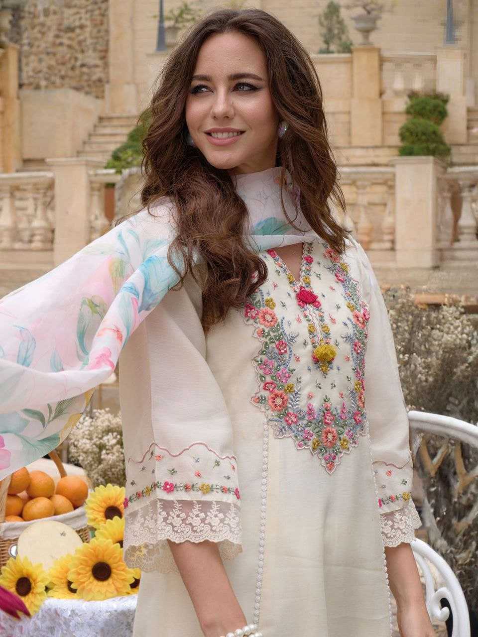 Ynf Chanderi Silk KESH523 04 Suits & Dresses Wholesale Embroidery Suits Chanderi Suit White Salwar Suit Manufacturer- Kapda Export