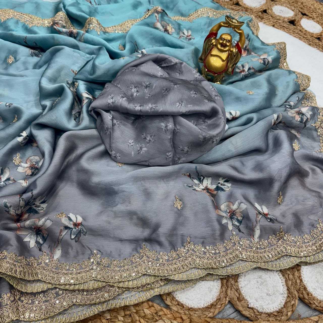 Ynf Chiffon KESH487 887 Sarees Wedding Collections Festive Collections Wholesale Chiffon Sarees Hand Printed Saree Satin Sarees Manufacturer- Kapda Export