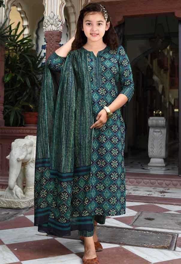 Ynf Cotton RIN204 JAMLI Western Wears Kids Wear Festive Collections Wholesale Kids Suit Girls Cotton Frocks Kids Ethnic Wear Manufacturer- Kapda Export