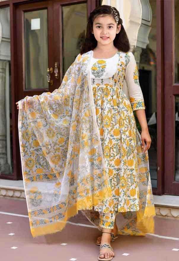 Ynf Cotton RIN204 JAMLI Western Wears Kids Wear Festive Collections Wholesale Kids Suit Girls Cotton Frocks Kids Ethnic Wear Manufacturer- Kapda Export
