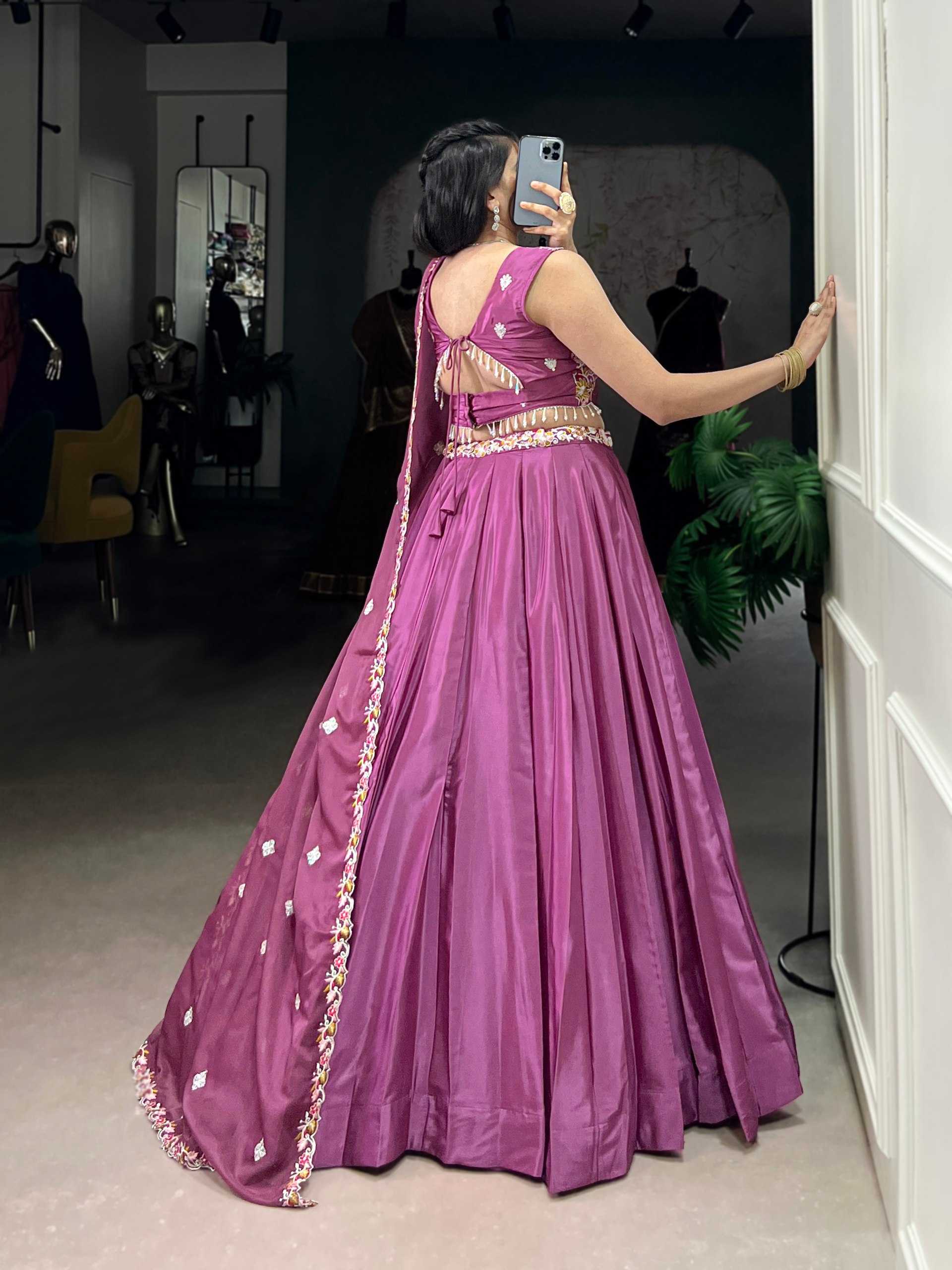 Ynf Crepe Silk KESH134 1446 Lehengas Wholesale Silk Lehenga Simple Lehenga Purple Lehenga Manufacturer- Kapda Export