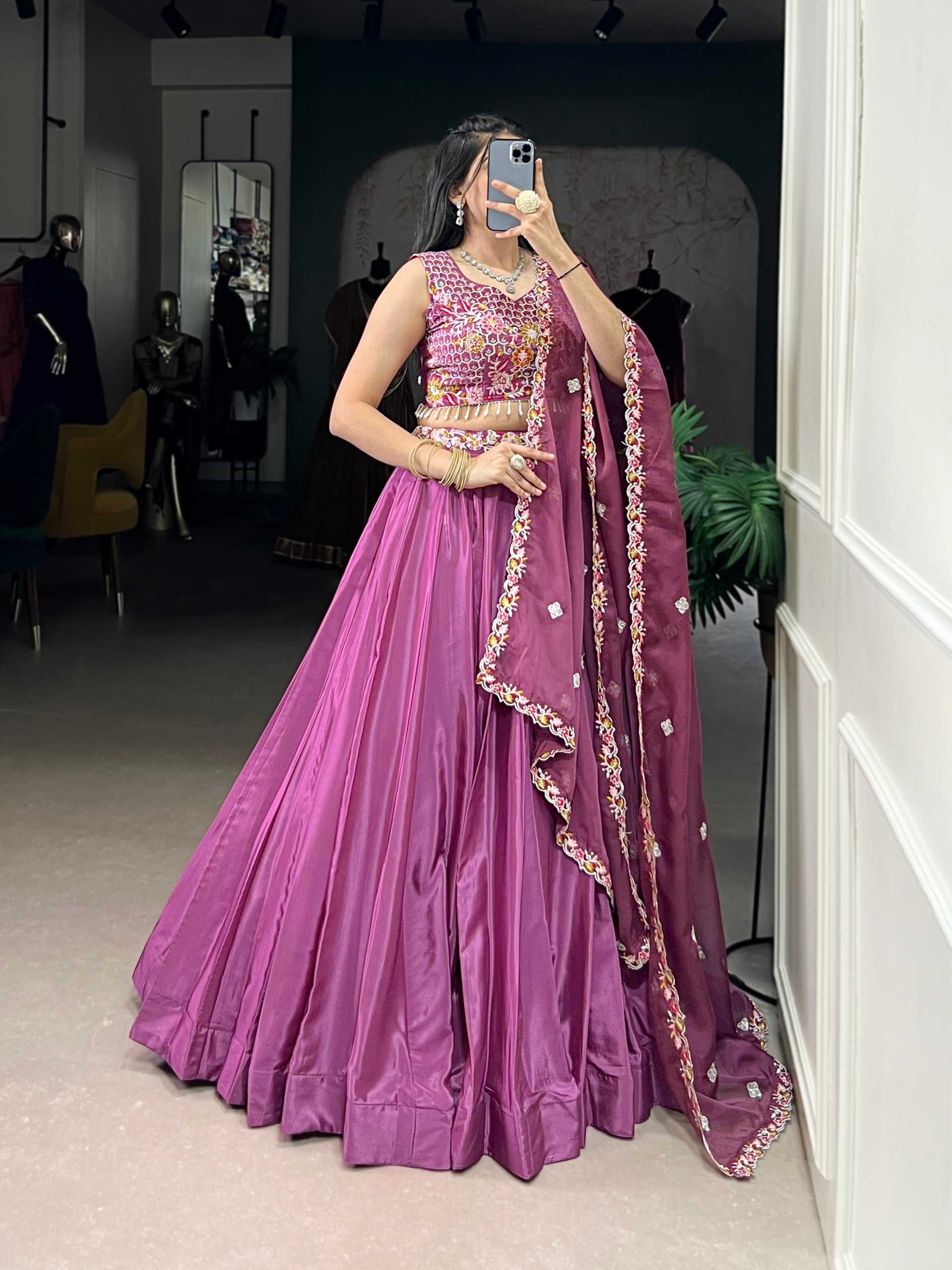 Ynf Crepe Silk KESH134 1446 Lehengas Wholesale Silk Lehenga Simple Lehenga Purple Lehenga Manufacturer- Kapda Export