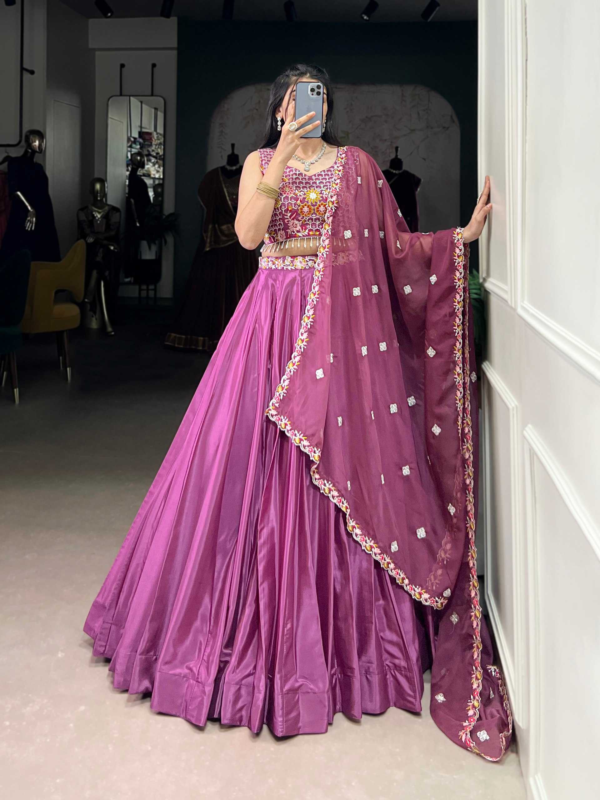 Ynf Crepe Silk KESH134 1446 Lehengas Wholesale Silk Lehenga Simple Lehenga Purple Lehenga Manufacturer- Kapda Export