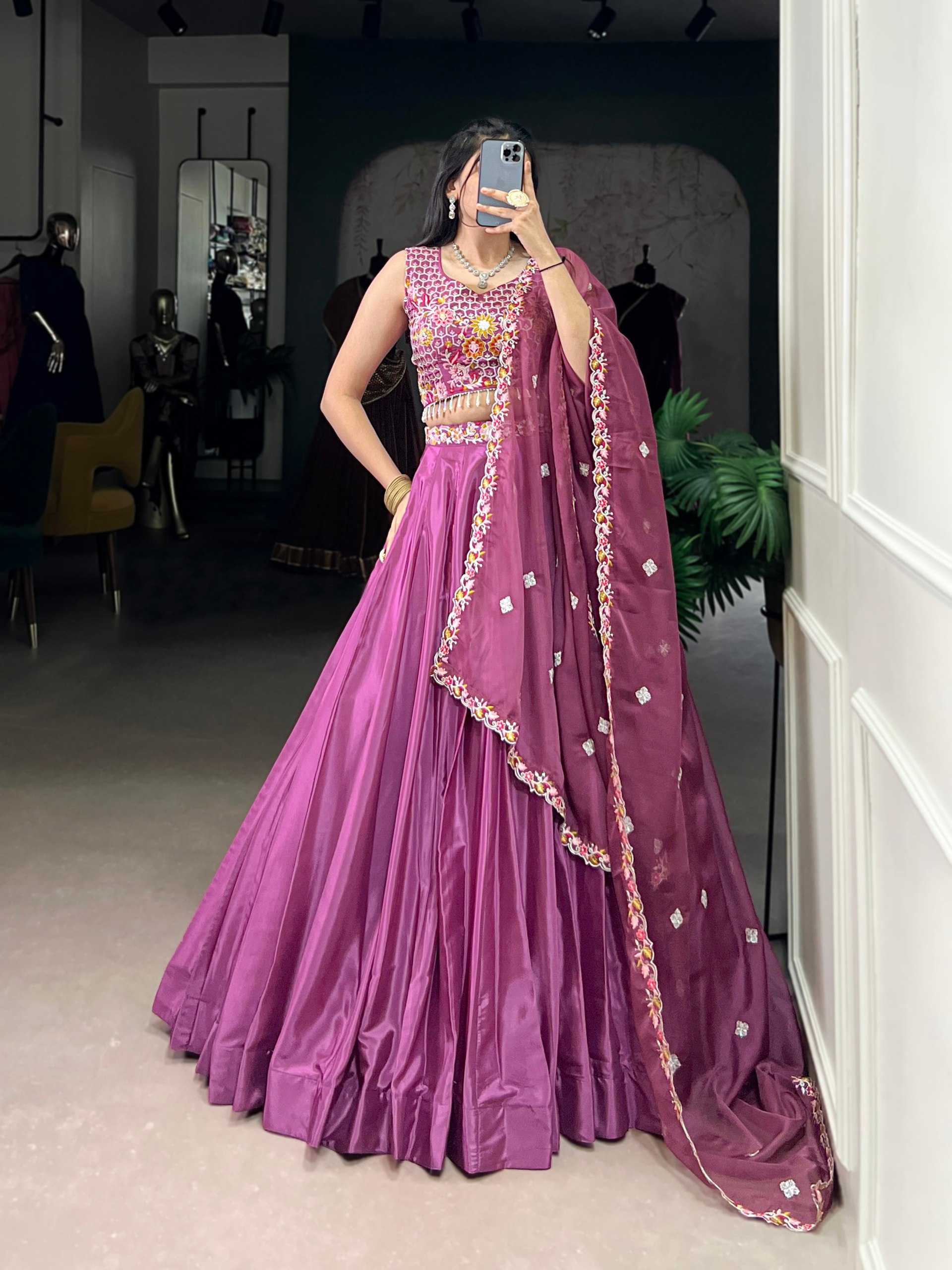 Ynf Crepe Silk KESH134 1446 Lehengas Wholesale Silk Lehenga Simple Lehenga Purple Lehenga Manufacturer- Kapda Export