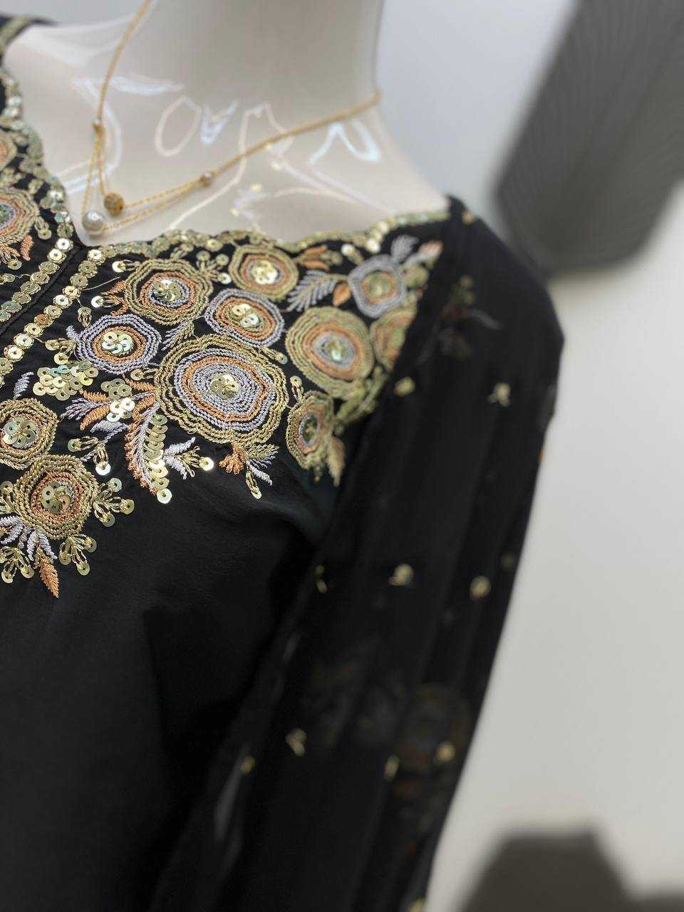 Ynf Crepe Silk RIN141 1978 Suits & Dresses Wholesale Embroidery Suits Palazzo Suit Black Salwar Suit Manufacturer- Kapda Export