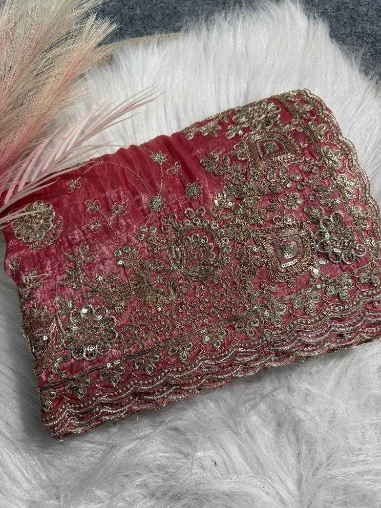 Ynf Crunchi RIN164 Gold crunch Sarees Wholesale Sequence Sarees Embroidered Sarees Pink Sarees Manufacturer- Kapda Export