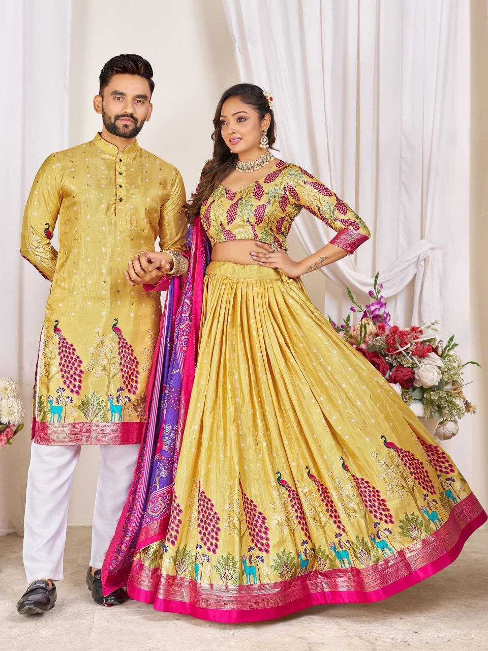 Ynf Dola Silk KESH511 LOVE BIRDS Couple Wear Wholesale Festive Matching Couple Dresses Party Wear Couple Ethnic Collection Designer Ethnic Outfits for Couples Manufacturer- Kapda Export