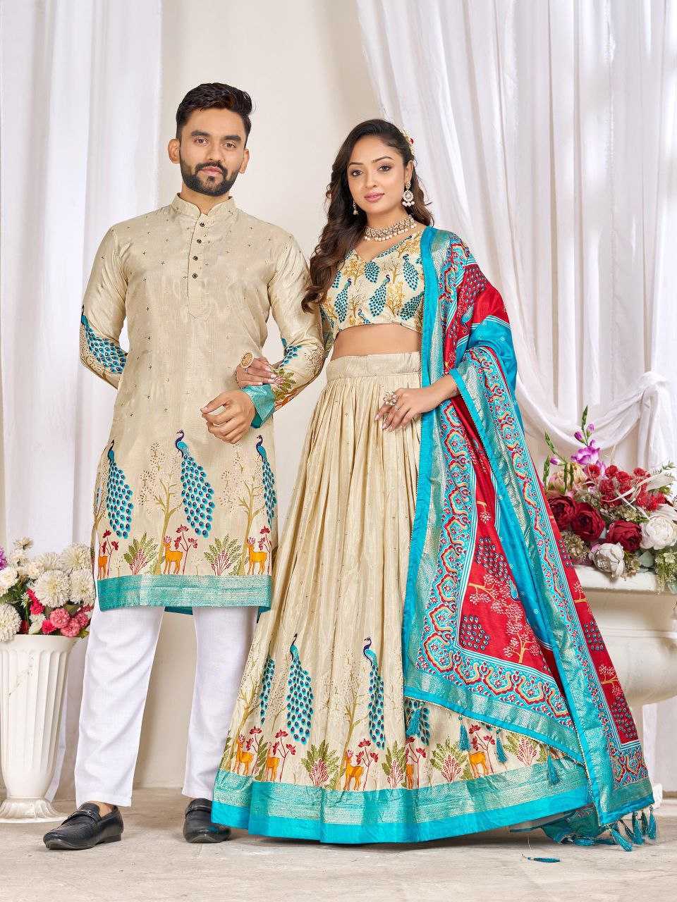 Ynf Dola Silk KESH511 LOVE BIRDS Couple Wear Wholesale Festive Matching Couple Dresses Party Wear Couple Ethnic Collection Designer Ethnic Outfits for Couples Manufacturer- Kapda Export