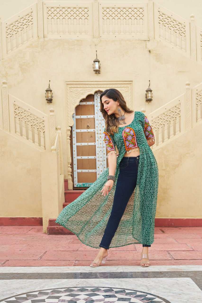 Ynf Faux Georgette KESH489 1189 Kurti Festive Collections Wholesale Festive Kurtis Bandhani Kurtis Manufacturer- Kapda Export