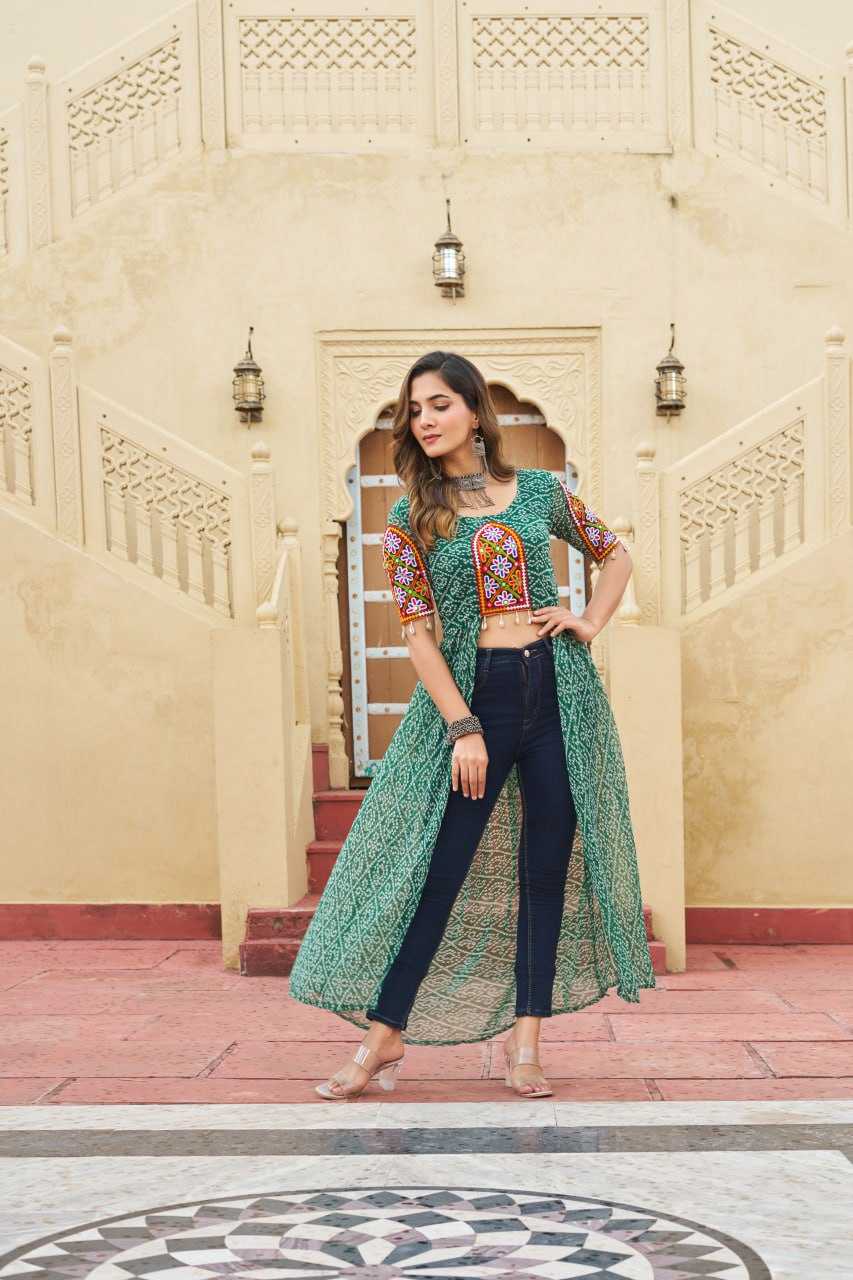 Ynf Faux Georgette KESH489 1189 Kurti Festive Collections Wholesale Festive Kurtis Bandhani Kurtis Manufacturer- Kapda Export