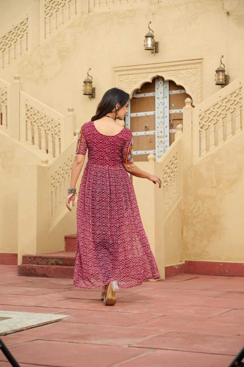 Ynf Faux Georgette KESH489 1189 Kurti Festive Collections Wholesale Festive Kurtis Bandhani Kurtis Manufacturer- Kapda Export