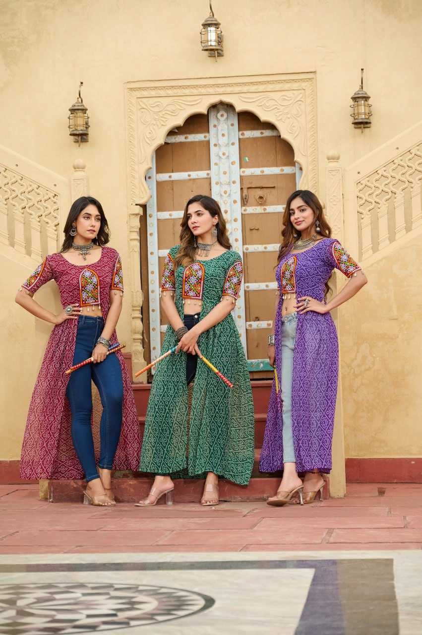 Ynf Faux Georgette KESH489 1189 Kurti Festive Collections Wholesale Festive Kurtis Bandhani Kurtis Manufacturer- Kapda Export