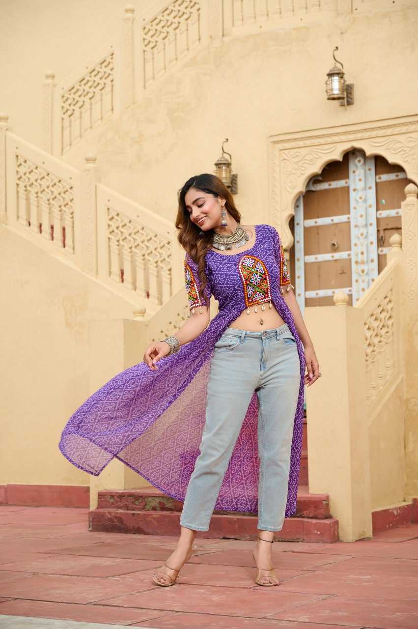 Ynf Faux Georgette KESH489 1189 Kurti Festive Collections Wholesale Festive Kurtis Bandhani Kurtis Manufacturer- Kapda Export