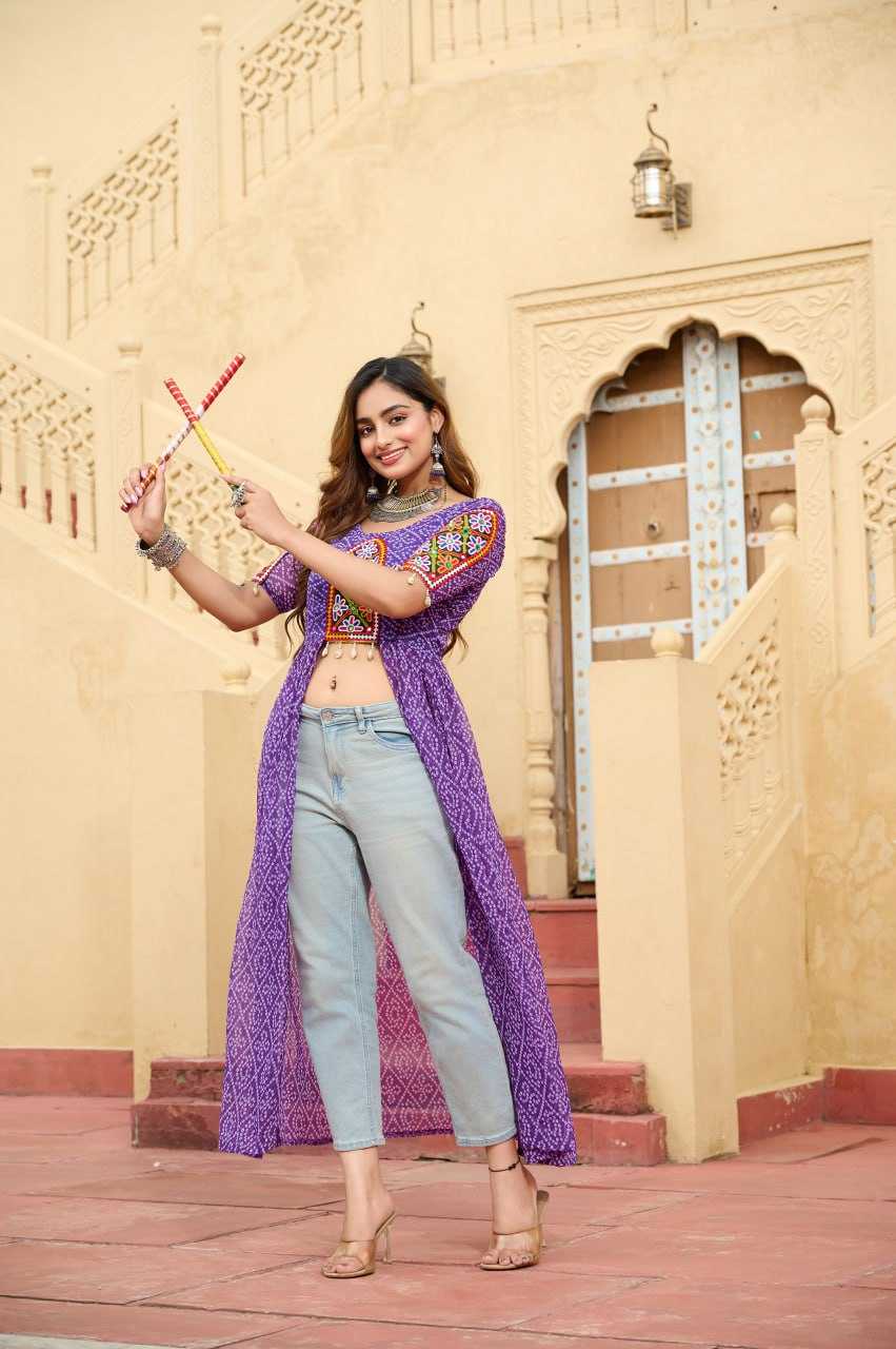 Ynf Faux Georgette KESH489 1189 Kurti Festive Collections Wholesale Festive Kurtis Bandhani Kurtis Manufacturer- Kapda Export