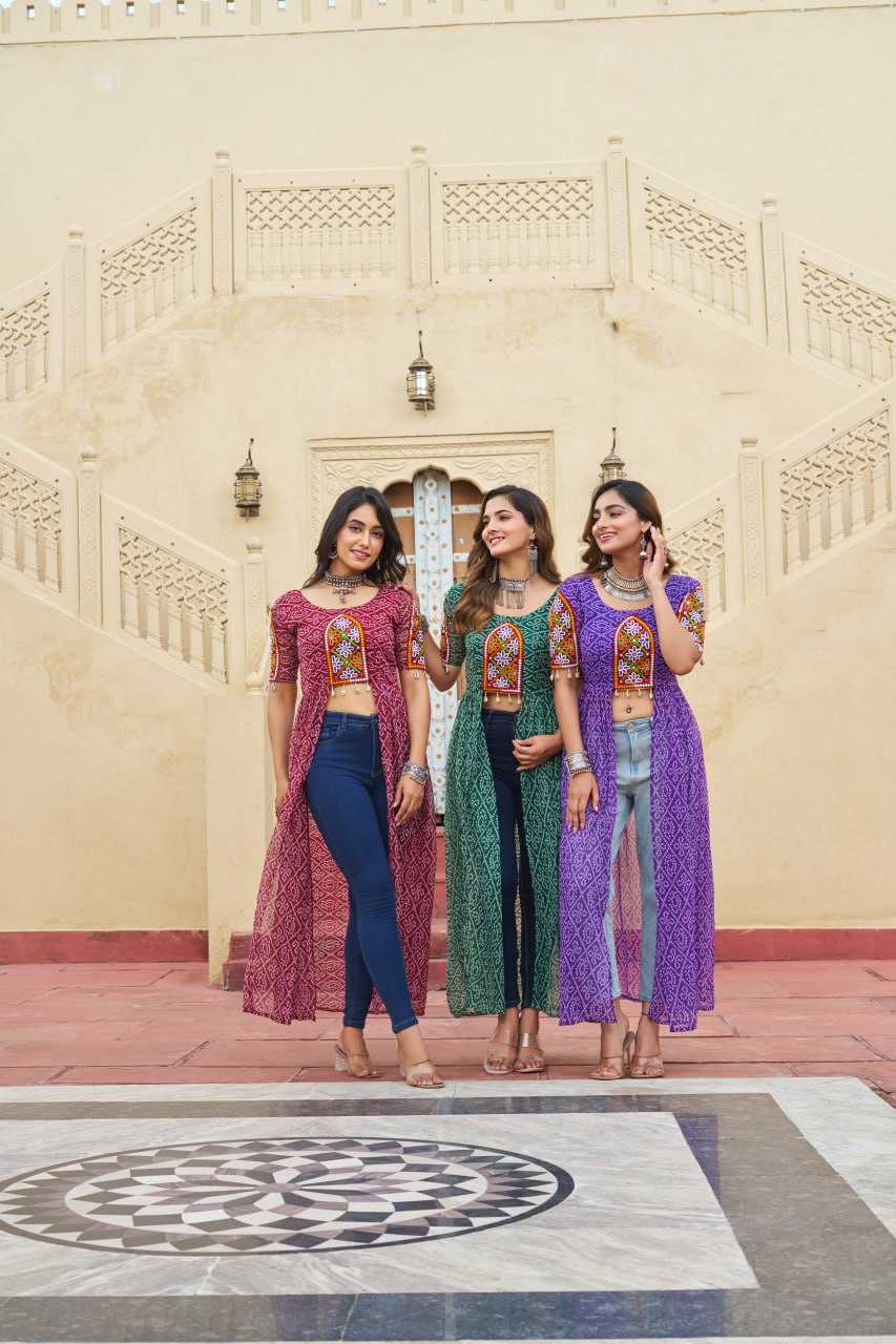 Ynf Faux Georgette KESH489 1189 Kurti Festive Collections Wholesale Festive Kurtis Bandhani Kurtis Manufacturer- Kapda Export