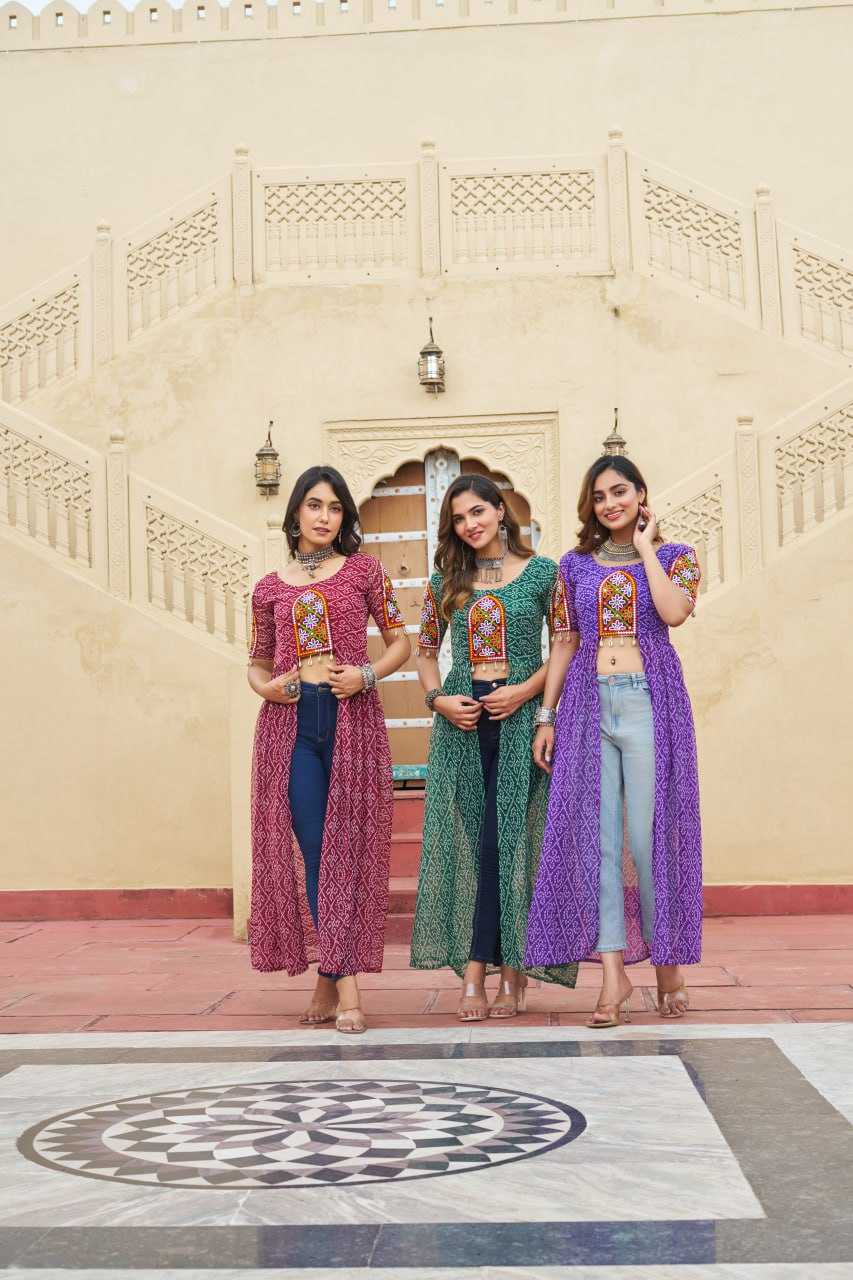 Ynf Faux Georgette KESH489 1189 Kurti Festive Collections Wholesale Festive Kurtis Bandhani Kurtis Manufacturer- Kapda Export