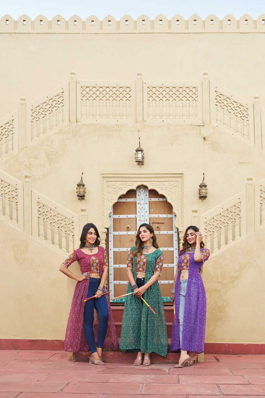 Ynf Faux Georgette KESH489 1189 Kurti Festive Collections Wholesale Festive Kurtis Bandhani Kurtis Manufacturer- Kapda Export