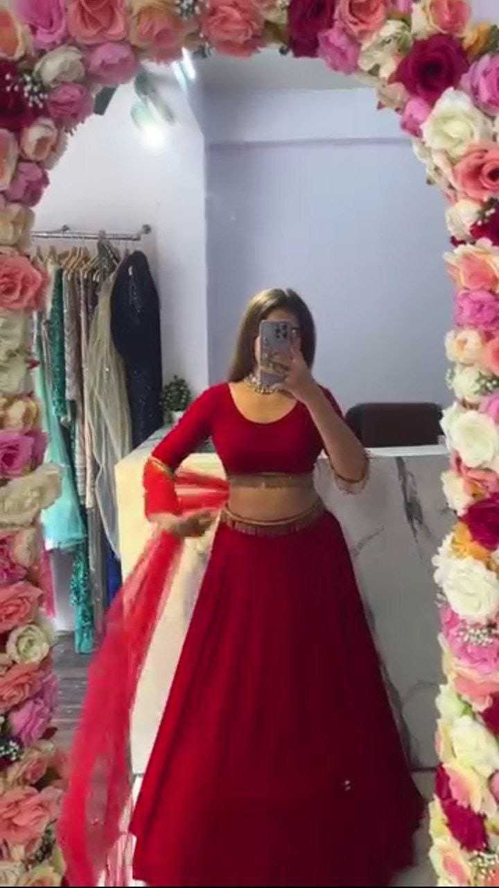 Ynf Faux Georgette RIN157 5121 Lehengas Plus Size Collections Wholesale Wedding Lehenga Georgette Lehenga Red Lehenga Manufacturer- Kapda Export