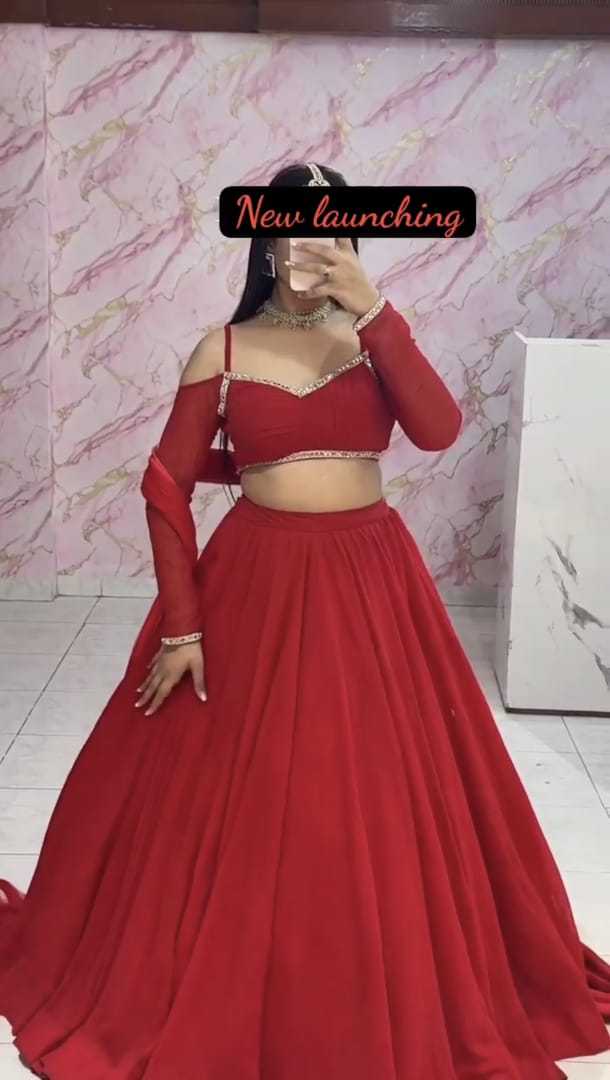 Ynf Faux Georgette RIN157 5269 Lehengas Plus Size Collections Wholesale Designer Lehenga Georgette Lehenga Red Lehenga Manufacturer- Kapda Export