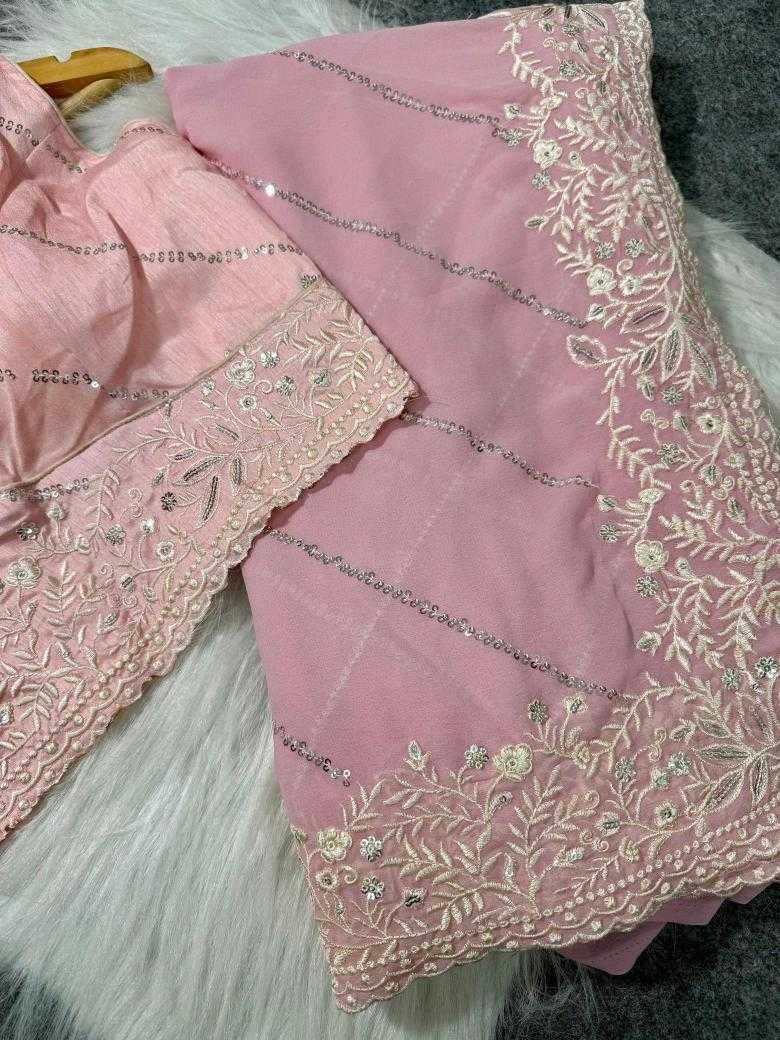 Ynf Faux Georgette RIN164 No Compromise Sarees Wedding Collections Wholesale Designer Sarees Georgette Sarees Pink Sarees Manufacturer- Kapda Export