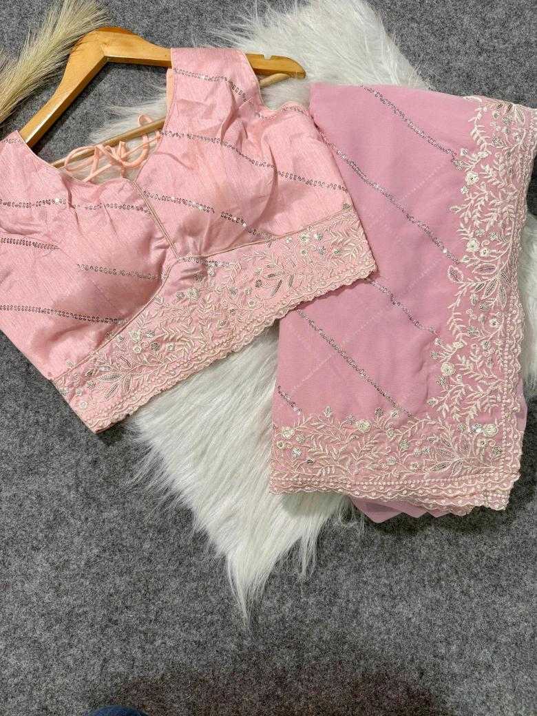 Ynf Faux Georgette RIN164 No Compromise Sarees Wedding Collections Wholesale Designer Sarees Georgette Sarees Pink Sarees Manufacturer- Kapda Export