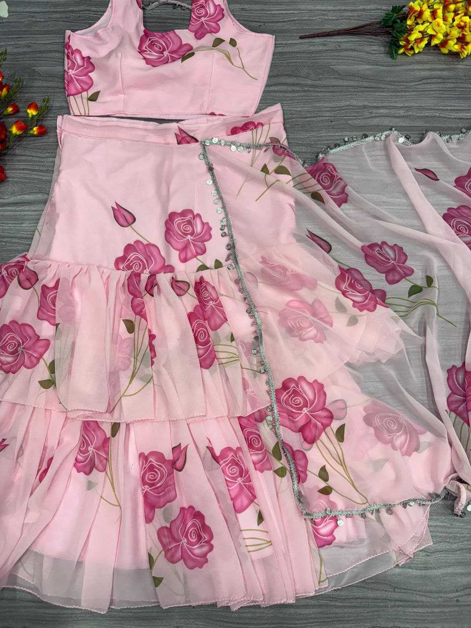 Ynf Georgette KESH508 1012 Sarees Wholesale Printed Sarees Lehenga Sarees Ruffle Sarees Manufacturer- Kapda Export