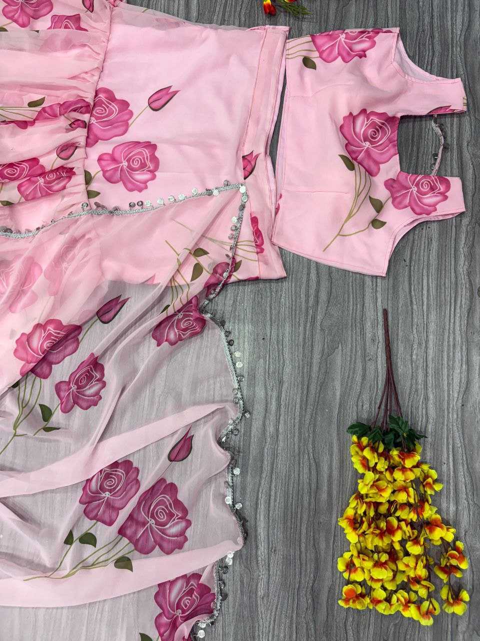 Ynf Georgette KESH508 1012 Sarees Wholesale Printed Sarees Lehenga Sarees Ruffle Sarees Manufacturer- Kapda Export