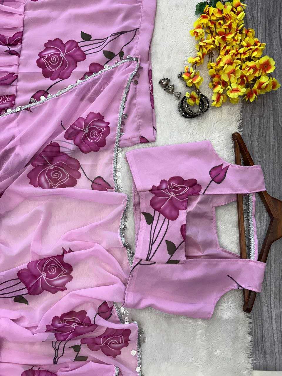 Ynf Georgette KESH508 1012 Sarees Wholesale Printed Sarees Lehenga Sarees Ruffle Sarees Manufacturer- Kapda Export