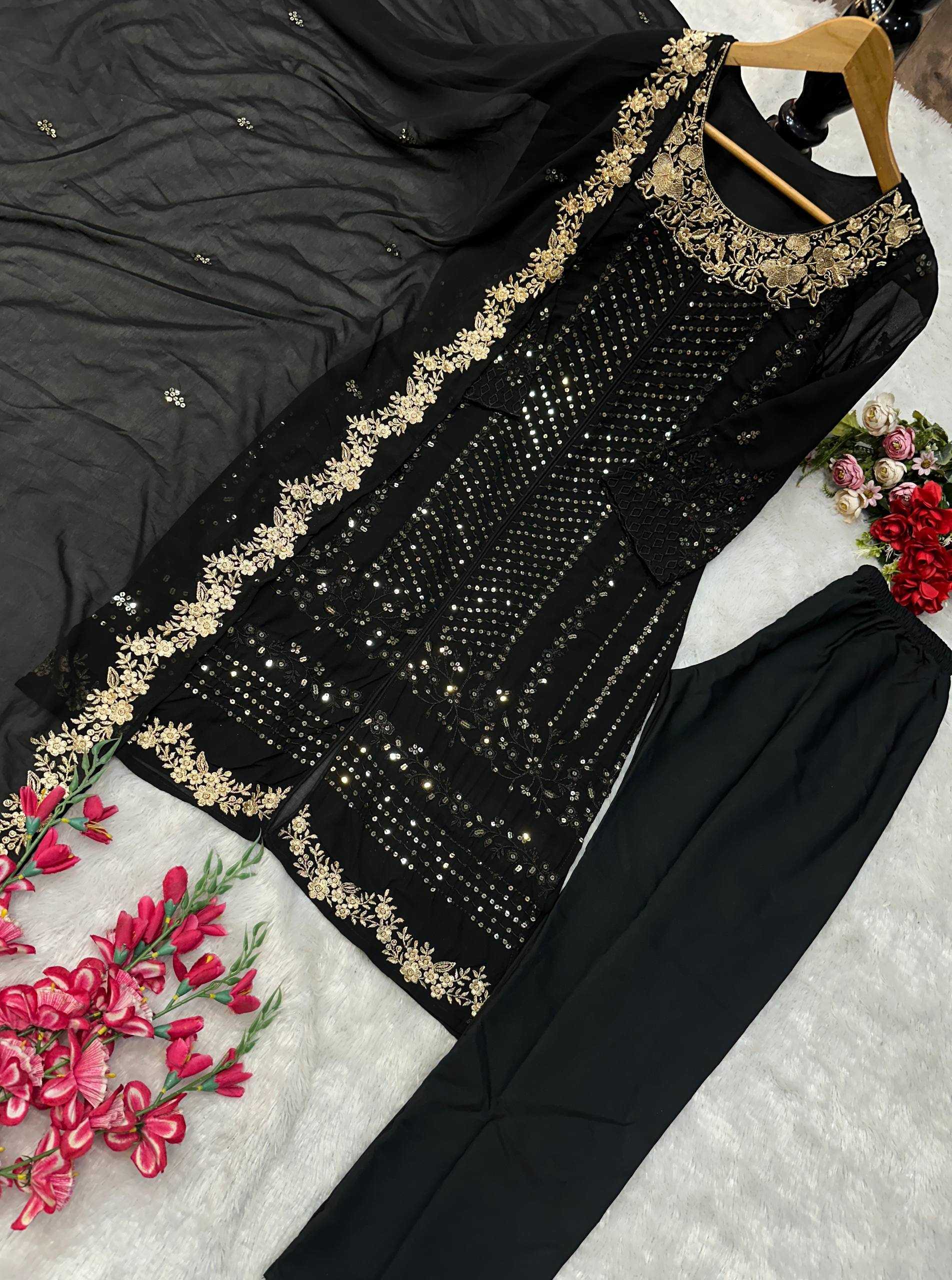 Ynf Georgette KESH523 073 Suits & Dresses Wholesale Embroidery Suits Georgette Suit Black Salwar Suit Manufacturer- Kapda Export